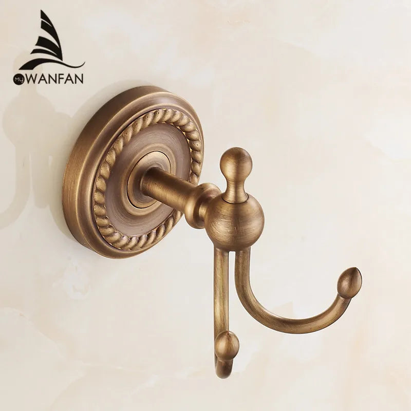 DecorBites™ Antique Brass Robe Hook Coat Towel Hanger Wall Bathroom Accessories
