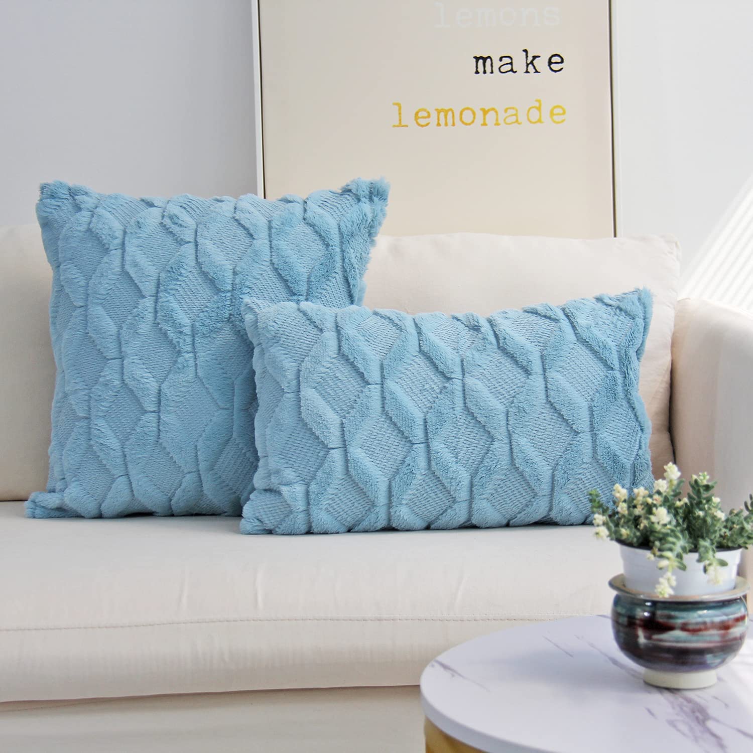 Pack of 2 bundle One 18"x18" with a matching color of one 12"x20" Square and rectangle combo set throw pillow covers with inserts