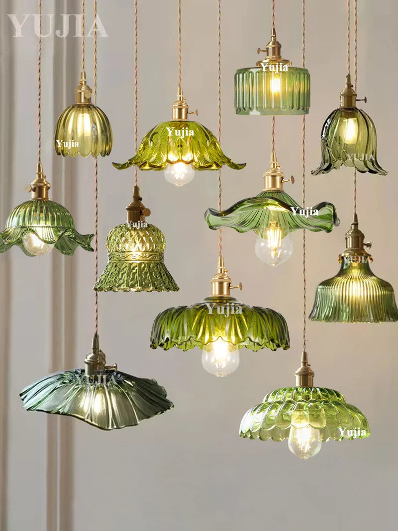 Green Glass Pendant Light Fixture