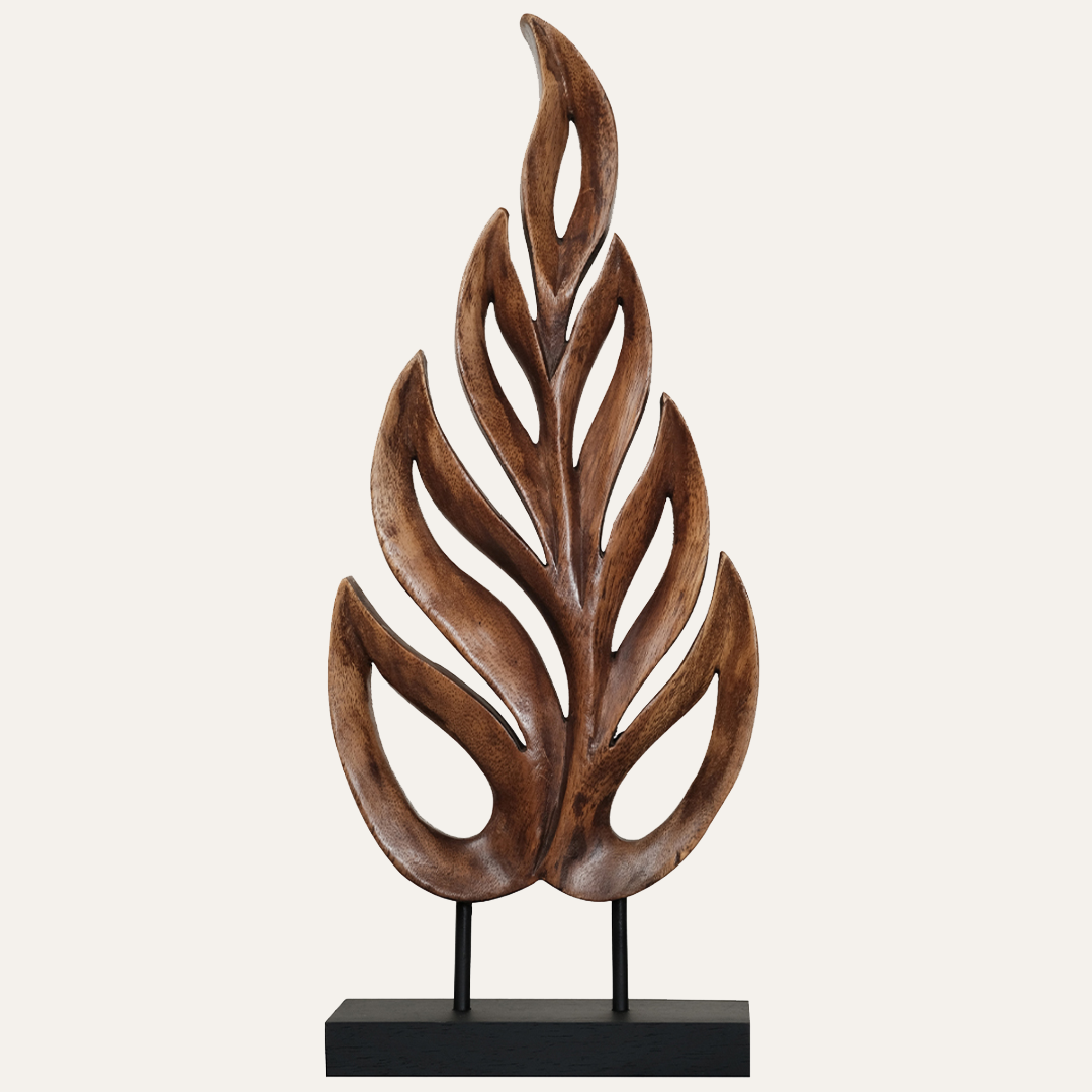 Madilyn Leaf – Hand-Carved Wooden Sculpture, Artistic Home Décor